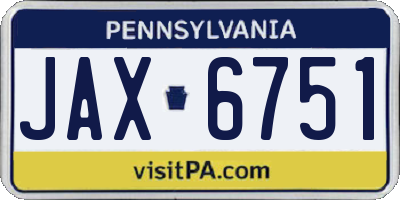PA license plate JAX6751