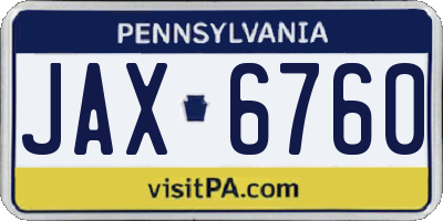 PA license plate JAX6760