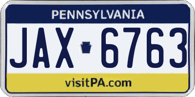 PA license plate JAX6763