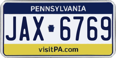 PA license plate JAX6769