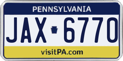 PA license plate JAX6770