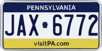 PA license plate JAX6772