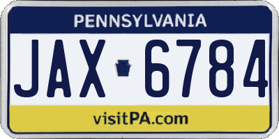 PA license plate JAX6784