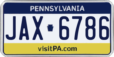 PA license plate JAX6786