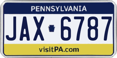 PA license plate JAX6787