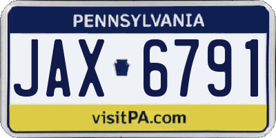 PA license plate JAX6791