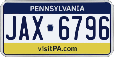 PA license plate JAX6796