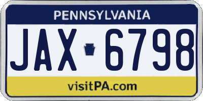 PA license plate JAX6798