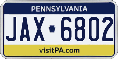 PA license plate JAX6802