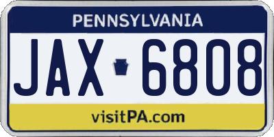 PA license plate JAX6808
