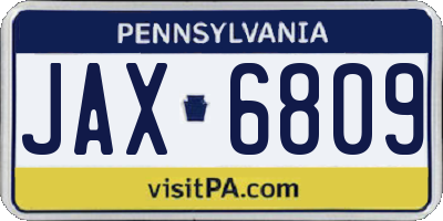 PA license plate JAX6809