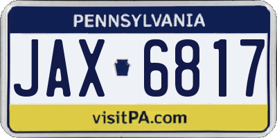PA license plate JAX6817