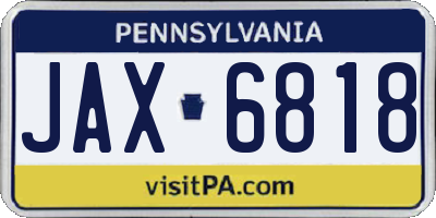 PA license plate JAX6818