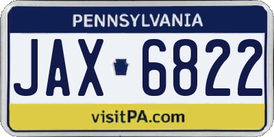 PA license plate JAX6822