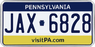 PA license plate JAX6828