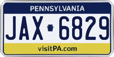 PA license plate JAX6829