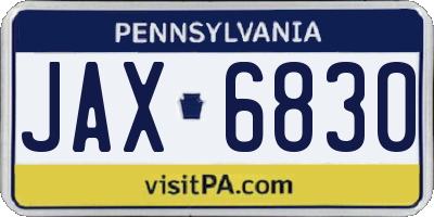 PA license plate JAX6830