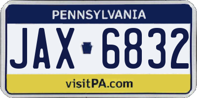 PA license plate JAX6832