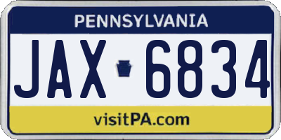 PA license plate JAX6834