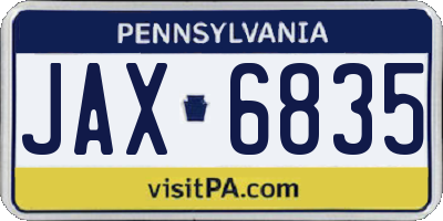 PA license plate JAX6835