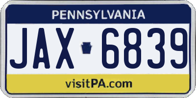 PA license plate JAX6839