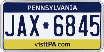 PA license plate JAX6845