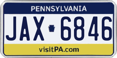 PA license plate JAX6846