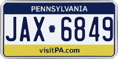 PA license plate JAX6849