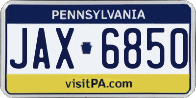 PA license plate JAX6850