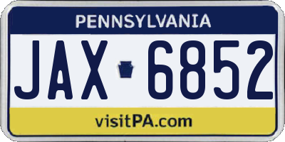 PA license plate JAX6852