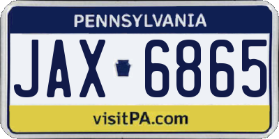 PA license plate JAX6865
