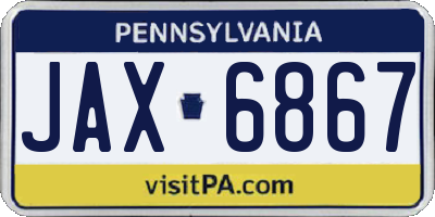 PA license plate JAX6867