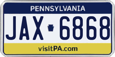 PA license plate JAX6868
