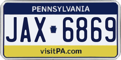 PA license plate JAX6869
