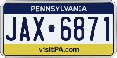 PA license plate JAX6871
