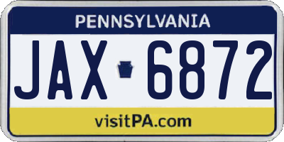 PA license plate JAX6872