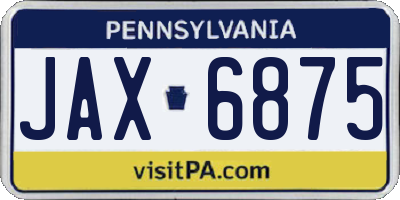 PA license plate JAX6875