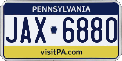 PA license plate JAX6880