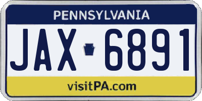PA license plate JAX6891