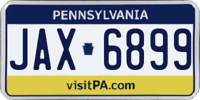 PA license plate JAX6899