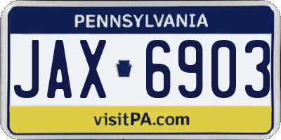 PA license plate JAX6903