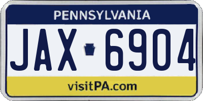 PA license plate JAX6904