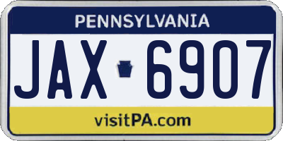 PA license plate JAX6907