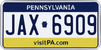 PA license plate JAX6909