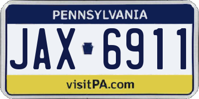 PA license plate JAX6911