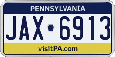 PA license plate JAX6913