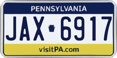 PA license plate JAX6917