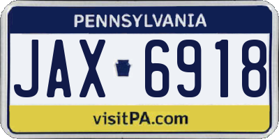 PA license plate JAX6918