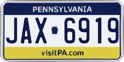 PA license plate JAX6919