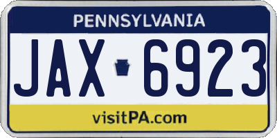 PA license plate JAX6923
